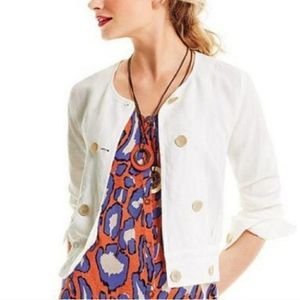 CAbi Piazza Linen Blazer Jacket Ivory (S, 2-4)